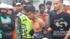 Pria diduga maling jadi sasaran amukan warga perumahan di Parungkuda Sukabumi. | Foto: Istimewa