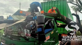 Kondisi truk kontainer yang tertimpa pohon. I Istimewa