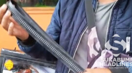 Barang bukti di lokasi terjadinya tawuran pelajar. l Eka Lesmana