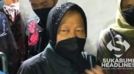 Menteri Sosial Tri Rismaharini di Tegalbuleud, Sukabumi. l Riswanto
