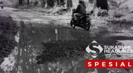 Jalan rusak di Kabupaten Sukabumi. l Dok. sukabumiheadlines.com