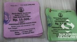 Karcis barang bukti dugaan pungli obyek wisata. l Dok. sukabumiheadlines.com
