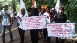 Para petani penggarap eks lahan HGU PT Tybar di Desa Gunung Kramat berjalan kaki menuju Istana Presiden di Jakarta. l Dok. sukabumiheadline.com
