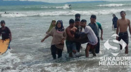 Wisatawan tewas di Pantai Karanghawu. l Dok. sukabumiheadlines.com