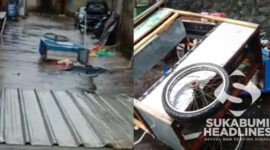 Gerobak PKL terguling terbawa angin. l Istimewa