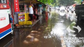 Genangan air di Jalan Raya Citepus-Cibolang, Palabuhanratu. l Istimewa
