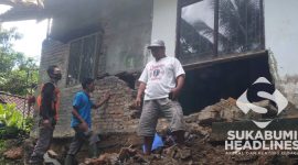 Kondisi tebing penahan tanah di Kampung Cikananga, Desa Bojonggaling, Bantargadung longsor. l Istimewa
