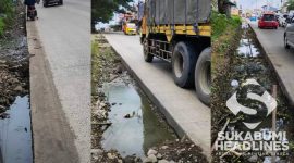 Bahu jalan menganga di jalur Sukabumi-Cianjur. l Istimewa
