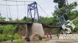 Kondisi jembatan Cigadung, di Kampung/ Desa/Kecamatan Bantargadung, Kebupaten Sukabumi rusak. l Istimewa