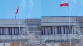 Bendera merah putih berkibar terbalik. l Istimewa