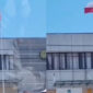 Bendera merah putih berkibar terbalik. l Istimewa