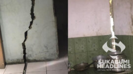 Dinding rumah warga Cikidang retak. l Istimewa