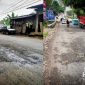 Aspal jalan terkelupas. l Facey: Hery Lukmanulhakim