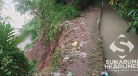 Saluran irigasi terancam jebol. l sukabumiheadlines.com