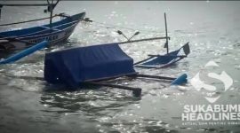 Perahu nelayan Ujunggenteng tenggelam. l Istimewa