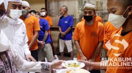 Kapolres Sukabumi dan Ketua Bhayangkari bersama para tahanan. l Istimewa