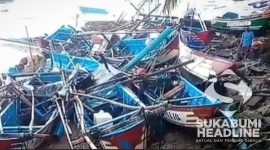 Perahu nelayan Minajaya Sukabumi hancur. l Istimewa