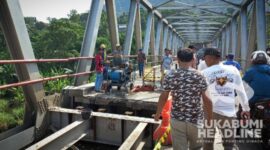 Warga hentikan perbaikan Jembatan Bagbagan. l sukabumiheadline.com