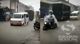 Jalan Cidahu digenangi air. l Febi Prayoga