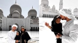 Marc Klok bersama istri dan anaknya di Masjid Agung Sheikh Zayed di Kota Abu Dhabi. l @markloc