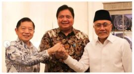 Ketum PPP Soeharso Manoarfa, Ketum Golkar Airlangga Hartarto, dan Ketum PAN Zulkifli Hasan. l Istimewa 