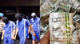 Pelaku dan barang bukti narkoba di Polres Sukabumi Kota. l Istimewa
