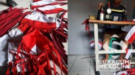 Perajin bendera di Jampang Tengah. l Sity Faridzah