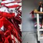 Perajin bendera di Jampang Tengah. l Sity Faridzah