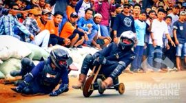 Momen balapan lori di Desa Cimahi, Cicantayan. l Facebook: Renaldi Sya'bana