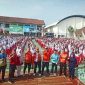 Pelajar Sukabumi mengikuti senam massal untuk rekor MURI. l Istimewa 