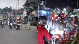 Kemacetan akibat proyek perbaikan jembatan di Sukaraja. l Istimewa 