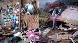 Rumah hancur akibat puting beliung di Gegerbitung Sukabumi. l Sopyan