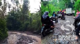 Jalan rusak di Gegerbitung diprotes kepala desa. l Istimewa