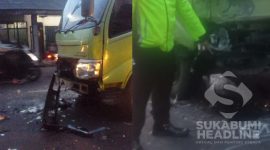 Truk boks dan pickup tabrakan di Cibadak. l M. Yanuar Fajar