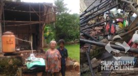 Sepasang lansia Kota Sukabumi rumahnya ambruk. l Tia Santali