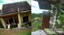 Rumah rusak akibat bencana pergerakan tanah di Sagaranten. l Ali Akbar