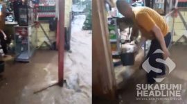 Rumah dan warung milik warga terdampak luapan Sungai Cibeber Cicurug. l Istimewa