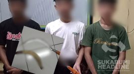 Tiga pelajar acungkan celurit diamankan di Polsek Parungkuda. l Istimewa