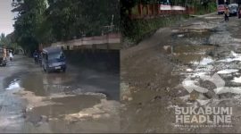 Jalan Provinsi rusak parah di Jampang Tengah. l Andri Hermawan