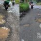 Jalan rusak di Pangleseran, Cikembar, Kabupaten Sukabumi. l Istimewa