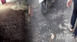 Kerikil bertebaran di Jl. Pelabuhan II Cikembar, Kabupaten Sukabumi. l Istimewa