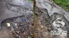 Jalan rusak di Kadudampit, Kabupaten Sukabumi. l Istimewa