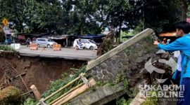 Jl. Jenderal Sudirman Kota Sukabumi mengalami longsor. l Istimewa