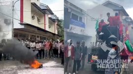 Aksi massa AKMM di kantor KPU Kabupaten Sukabumi. l Istimewa