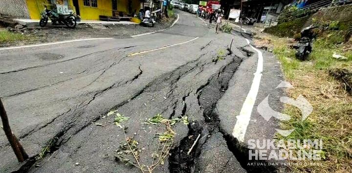Jalan Nasional ruas Sukabumi - Palabuhanratu retak dan amblas. l Istimewa