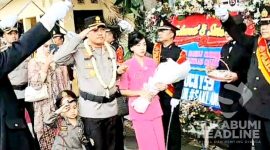 Upacara penyambutan Kapolres Sukabumi yang baru, AKBP Maruly Pardede. l Istimewa