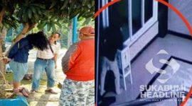 Pria asal Cidahu Sukabumi maling kotak amal masjid diikat di pohon mangga. l Istimewa