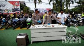 Kapolres Sukabumi AKBP Maruly Pardede saat rilis hasil razia kendaraan di Mapolres Sukabumi. l sukabumiheadline.com