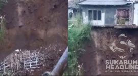 Rumah terancam longsor di Cibadak, Sukabumi. l Istimewa