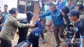 Pria diduga penculik anak digelandang warga di Kecamatan Cianten, Kabupaten Bogor. l Istimewa